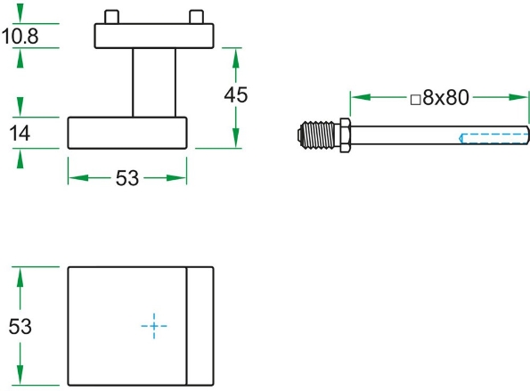 Afbeeldingen van Oxloc Voordeurknop recht rvs mat zwart 53 x 53 mm