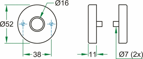 Afbeeldingen van Oxloc Rozet kruk, rond, met scherpe rand, rvs