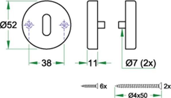 Afbeeldingen van Oxloc Rozet sleutelgat op kunststof onderconstructie rvs