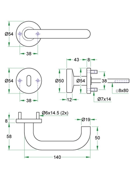 Afbeeldingen van Oxloc Deurkruk D-model met rozet op stalen ondercontructie COEVORDEN rvs