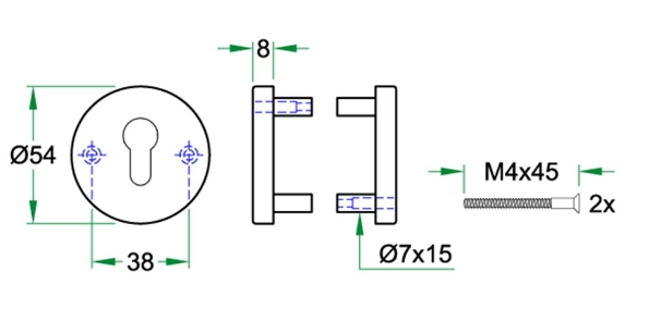 Afbeeldingen van Oxloc Rozet profielcilindergat op stalen onderrozet rvs zwart