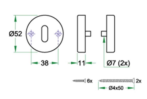 Afbeeldingen van Oxloc Rozet sleutelgat op kunststof onderrozet, rond rvs zwart
