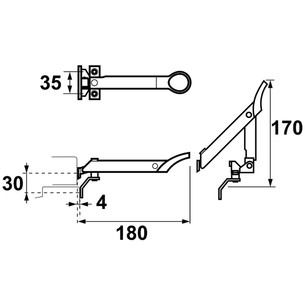 Afbeeldingen van AXA Combi-raamuitzetter AXAflex Speciaal wegdraaibaar buitendraaiend 30mm rvs zwart