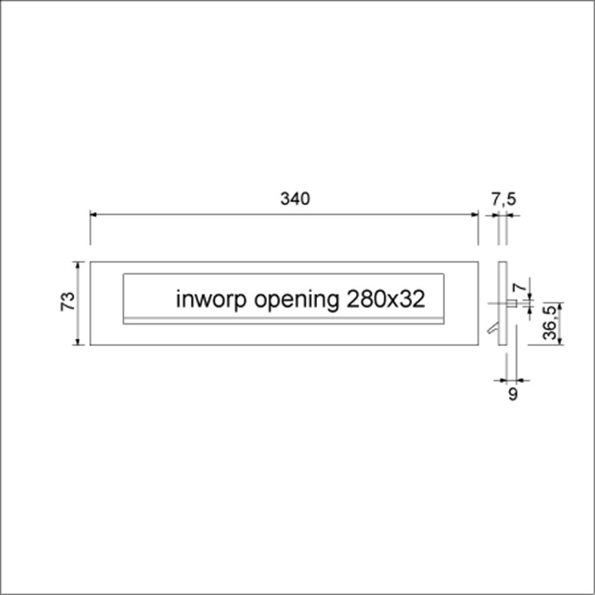 Afbeeldingen van AMI Briefplaat met valklep TA 340 x 73 mm, deurdikte 55-60 mm, zonder veer, f1