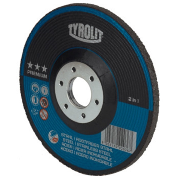 Afbeeldingen van TYROLIT 2in1-voorbewerkingsschijf, voor staal en roestvrij staal 115x4x22