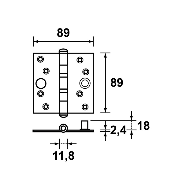 Afbeeldingen van AXA Veiligheid kogellagerscharnier 89x89x2,4 topcoat SKG3