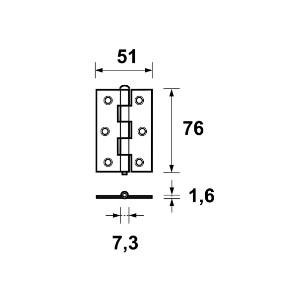 Afbeeldingen van AXA Smal scharnier ongelagerd gegealvaniseerd 76x51mm