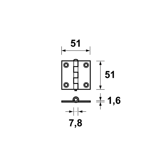 Afbeeldingen van AXA Scharnier ongelagerd gegalvaniseerd 51x51mm
