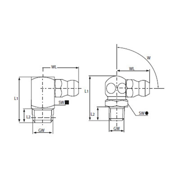 Afbeeldingen van Umeta Hydraulische smeernippel type H90 (H3) DIN 71412, Staal verzinkt m8x1,0
