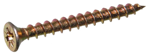 Afbeeldingen van Spaanplaatschroeven platkop 4.0 x 40 PZ-2 staal gehard geelverzinkt
