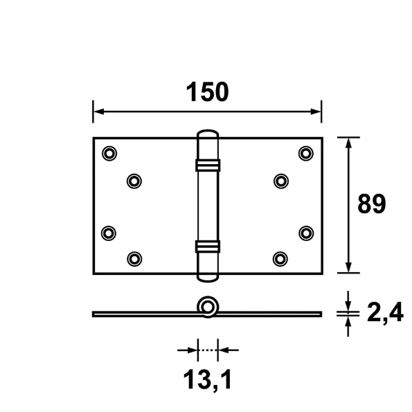 Afbeeldingen van AXA Scharnier Venelite, gegalvaniseerd, verzinkt, 89 x 150 mm