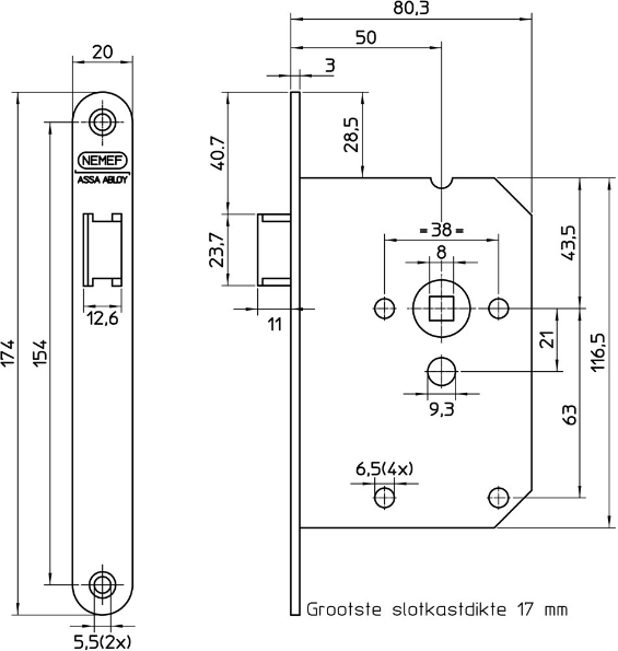 Afbeeldingen van Nemef Loopslot 1255 RVS 50 mm