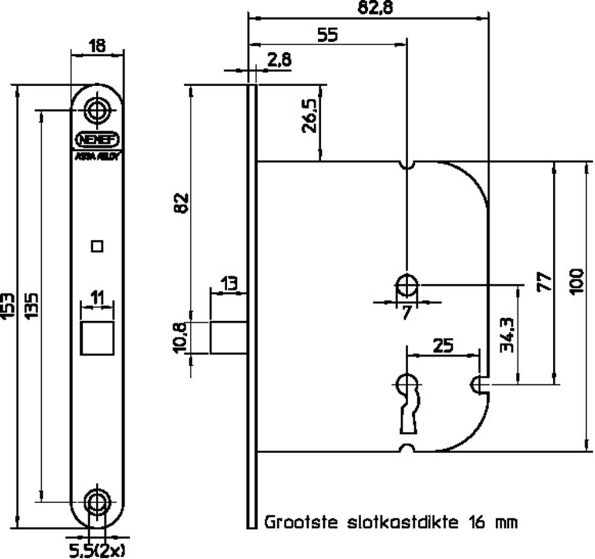 Afbeeldingen van Nemef Kastslot, klaviersleutel 1436-55 gelakt