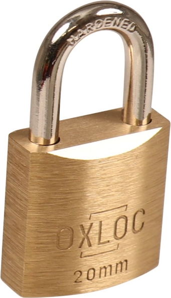 Afbeeldingen van Oxloc Cilinderhangslot 20 mm, verschillend sluitend, messing