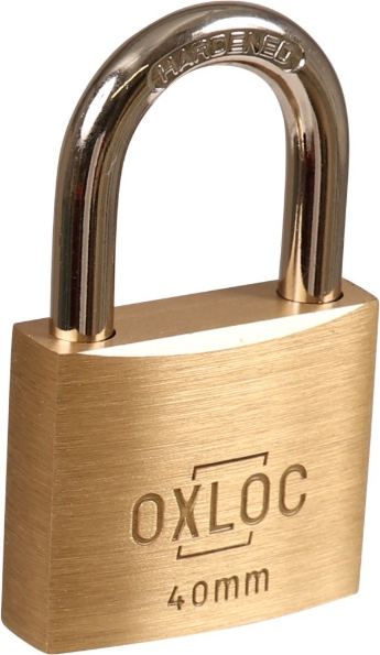 Afbeeldingen van Oxloc Cilinderhangslot 40 mm, verschillend sluitend, messing