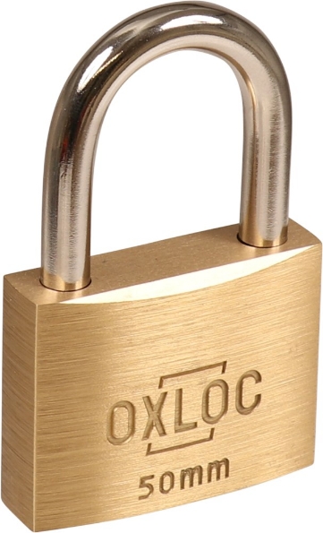 Afbeeldingen van Oxloc Cilinderhangslot 50 mm, verschillend sluitend, messing