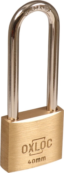 Afbeeldingen van Oxloc Cilinderhangslot met hoge beugel, 40 x 63 mm, verschillend sluitend, messing