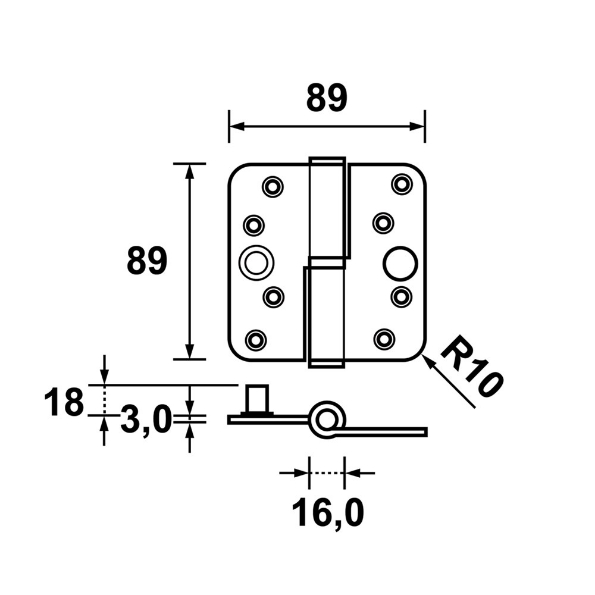 Afbeeldingen van AXA Veiligheidspaumelle kogelstift gegalvaniseerd 89x89mm links SKG3