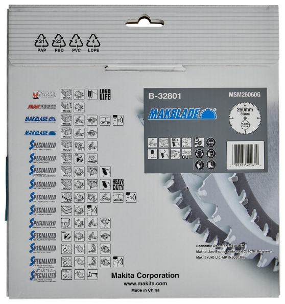 Afbeeldingen van Makita Circelzaagblad Hout 260X30X2,3 60T 5G B-32801