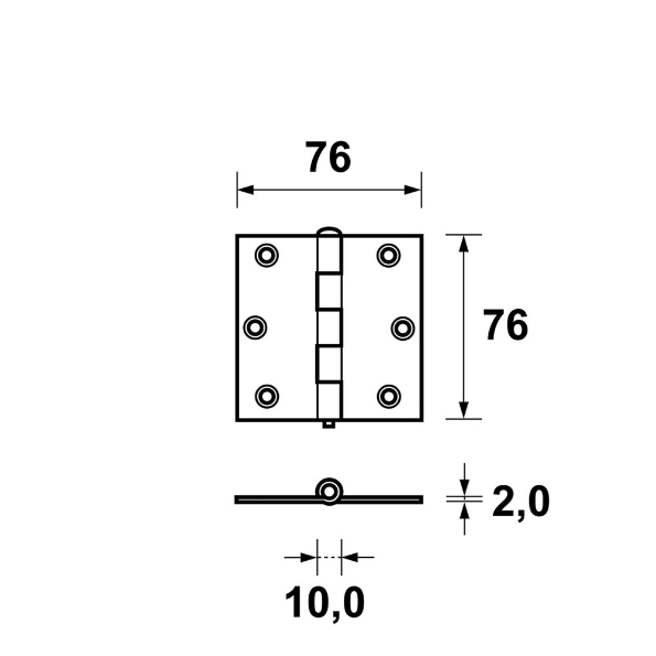 Afbeeldingen van AXA Scharnier ongelagerd 76x76