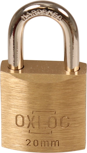 Afbeeldingen van Oxloc Cilinderhangslot 20 mm, verschillend sluitend, messing