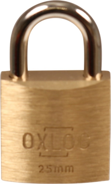 Afbeeldingen van Oxloc Cilinderhangslot 25 mm, verschillend sluitend, messing