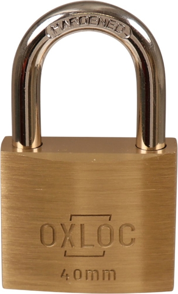 Afbeeldingen van Oxloc Cilinderhangslot 40 mm, verschillend sluitend, messing