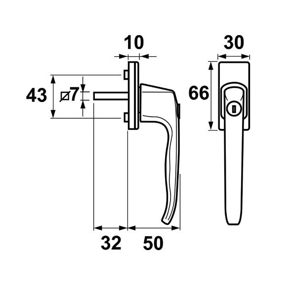 Afbeeldingen van AXA Veiligheids draai-kiep raamkruk met cilinder 7x32mm f1