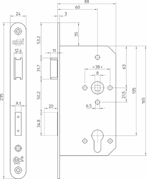 Afbeeldingen van Oxloc Veiligheidsdag- en nachtslot60mm pc72 ls/rs