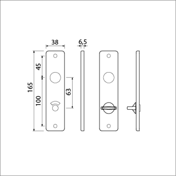Afbeeldingen van AMI Kortschild 165/4 RH ronde hoek f1, wc63x8