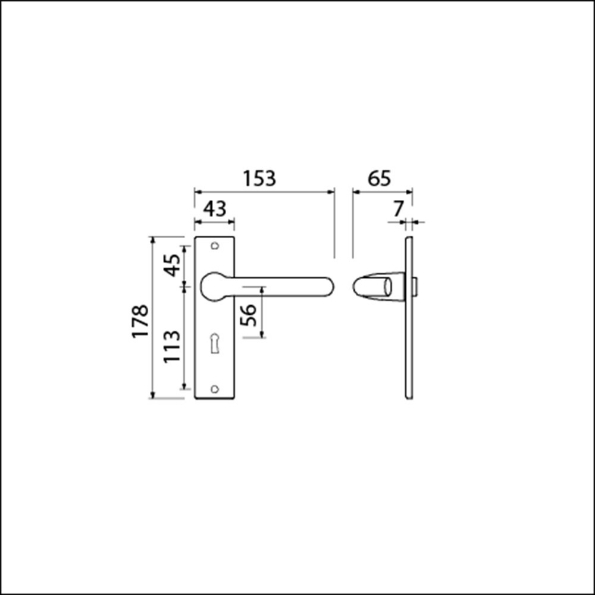 Afbeeldingen van AMI Kruk/kruk garnituur KS 178/43 - 386 half projectgarnituur sl56 rechte hoek zonder stift f1