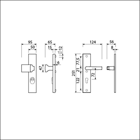 Afbeeldingen van AMI Veiligheidsvoordeur-knoplangschildgarnituur SKG*** kerntrekbeveiliging VHB 251/15 - 144 KT PC72 F1