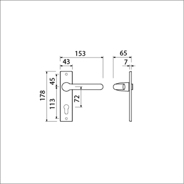 Afbeeldingen van AMI Kruk/kruk garnituur KS 178/43 - 386 half projectgarnituur pc72 rechte hoek zonder stift f1