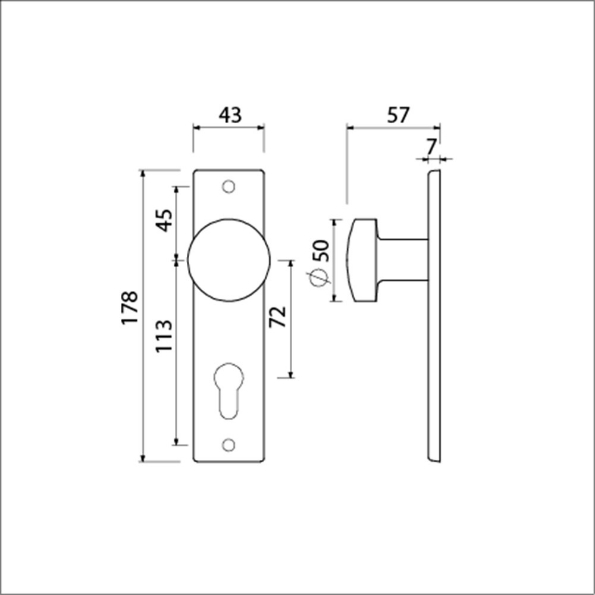 Afbeeldingen van AMI Knopkortschild 178/43 rechte hoek f1, pc72