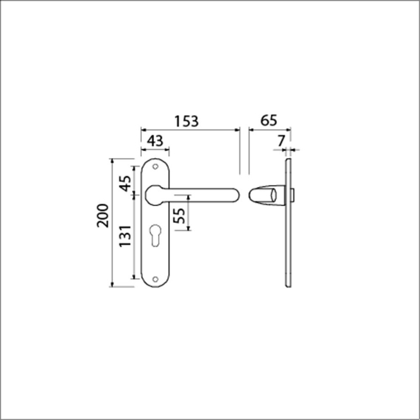 Afbeeldingen van AMI Kruk/kruk garnituur LS 200/1/7 - 386 half projectgarnituur pc55 ronde hoek zonder stift f1