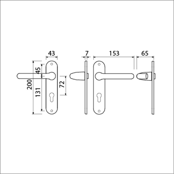 Afbeeldingen van AMI Kruk/kruk garnituur LS 200/1/7 - 386  deurdikte 40 mm met stift 8 x 100 mm pc72 ronde hoek f1