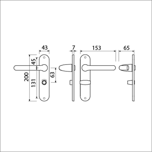 Afbeeldingen van AMI Kruk/kruk garnituur LS 200/1/7 - 386 deurdikte 40 mm met stift 8 x 100 mm wc63x8 ronde hoek f1