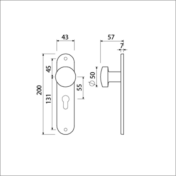 Afbeeldingen van AMI Knoplangschild 200/1/7 pc55 ronde hoek f1