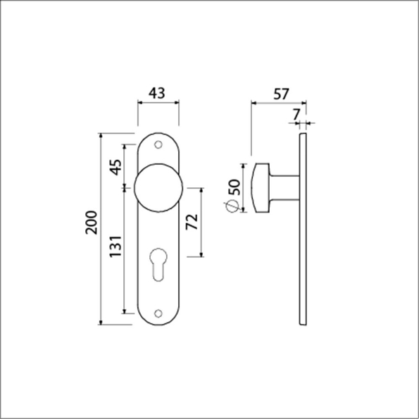 Afbeeldingen van AMI Knoplangschild 200/1/7 pc72 ronde hoek f1