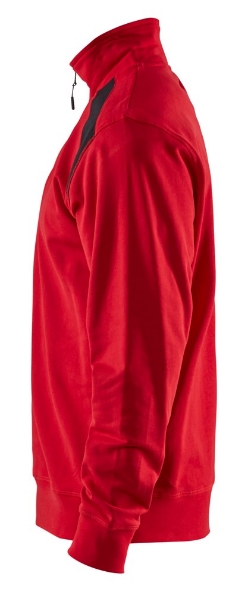 Afbeeldingen van Blåkläder Sweatshirt bi-colour met halve rits 3353  rood/zwart 3XL