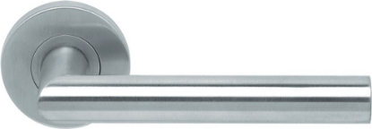 Afbeeldingen van Oxloc Deurkruk haaks model met rozet op stalen ondercontructie Tilburg RVS