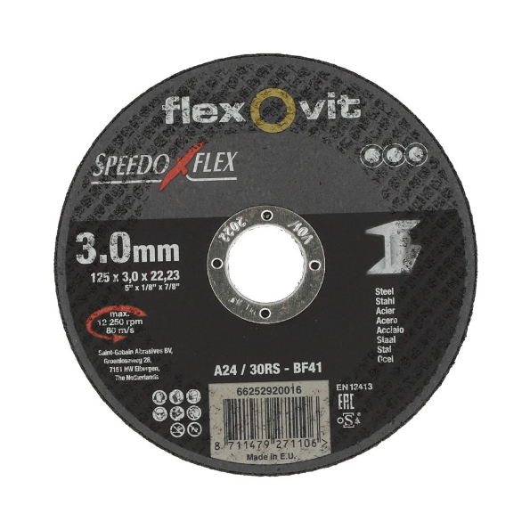 Afbeeldingen van Flexovit Doorslijpschijf Vlak Speedoflex Staal A24/30RS 125x3x22