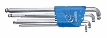 Afbeeldingen van GEDORE Stiftsleutelset tbv binnenzeskantschroeven, extra lang, met dubbele kogelkop H 42 DKEL-88  2-10 mm 8-delig