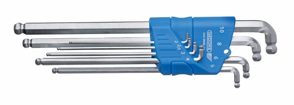 Afbeeldingen van GEDORE Stiftsleutelset tbv binnenzeskantschroeven, extra lang, met dubbele kogelkop H 42 DKEL-88  2-10 mm 8-delig