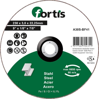 Afbeeldingen van Fortis Doorslijpschijf voor de staalbewerking, recht 230x3,0mm