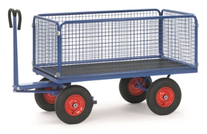 Afbeeldingen van Fetra Handtrekwagen laadvlak 1200x800mm Draagvermogen: 1000 kg met gaas zijwanden