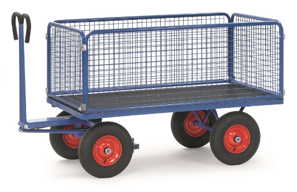 Afbeeldingen van Fetra Handtrekwagen laadvlak 1200x800mm Draagvermogen: 1000 kg met gaas zijwanden