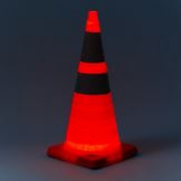 Afbeeldingen van Verkeerskegel opvouwbaar met LED 75cm