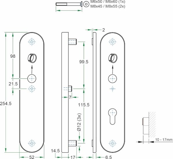 Afbeeldingen van Oxloc veiligheidsschilden  blind/pc72  rvs