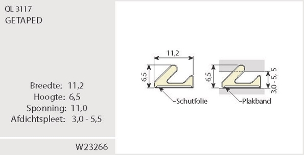 Afbeeldingen van Q-Lon tochtstrip QL3117 zwart 11,2x6,5 mm